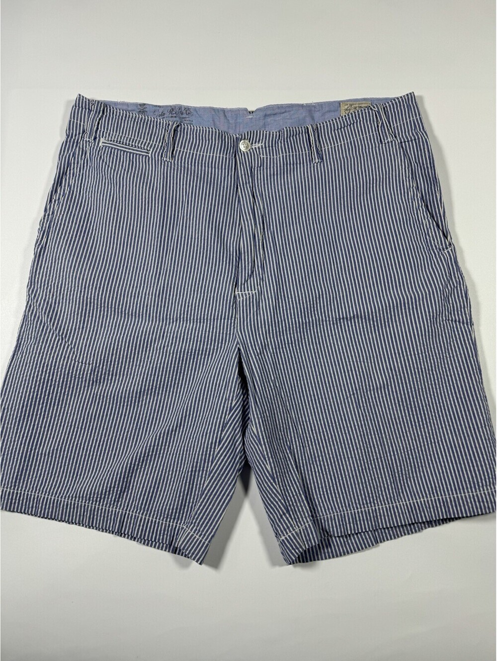 Polo Ralph Lauren Shorts Mens 36T Blue White Seersucker Stripe Classic Fit 9”